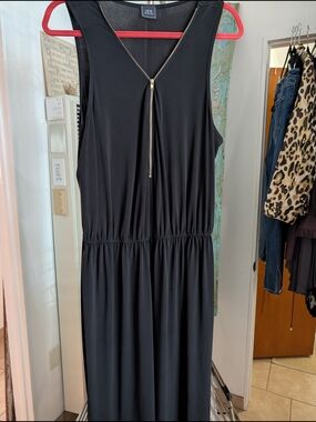Black Sleeveless Zip-Front Jumpsuit